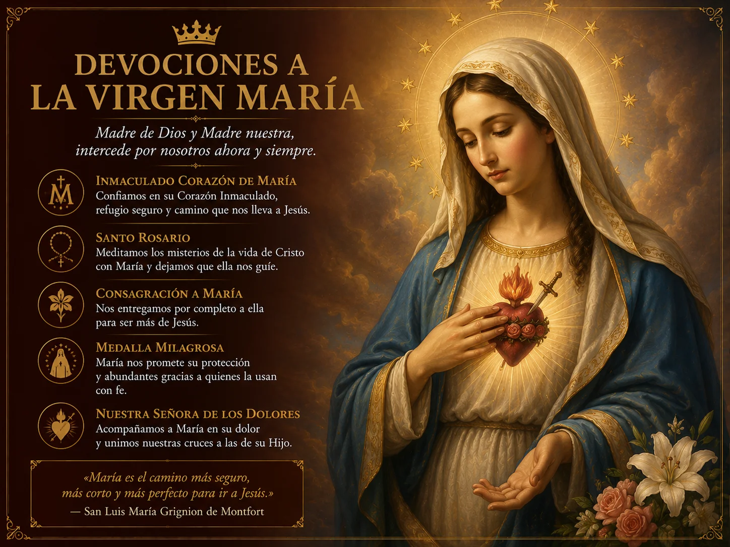 Devociones a la Virgen María · camino seguro a Jesucristo