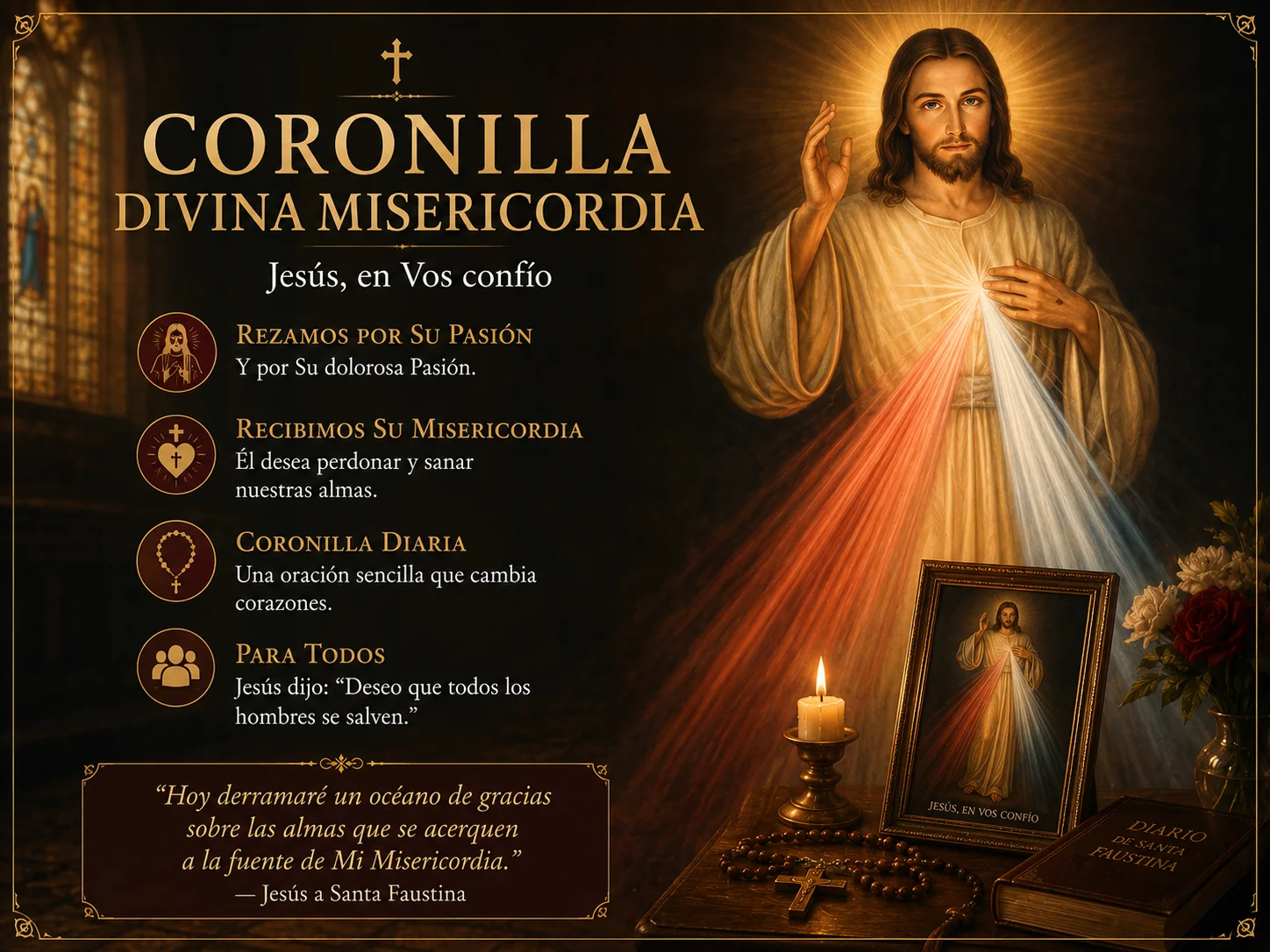 Coronilla de la Divina Misericordia · Sta. Faustina · Jesús misericordioso