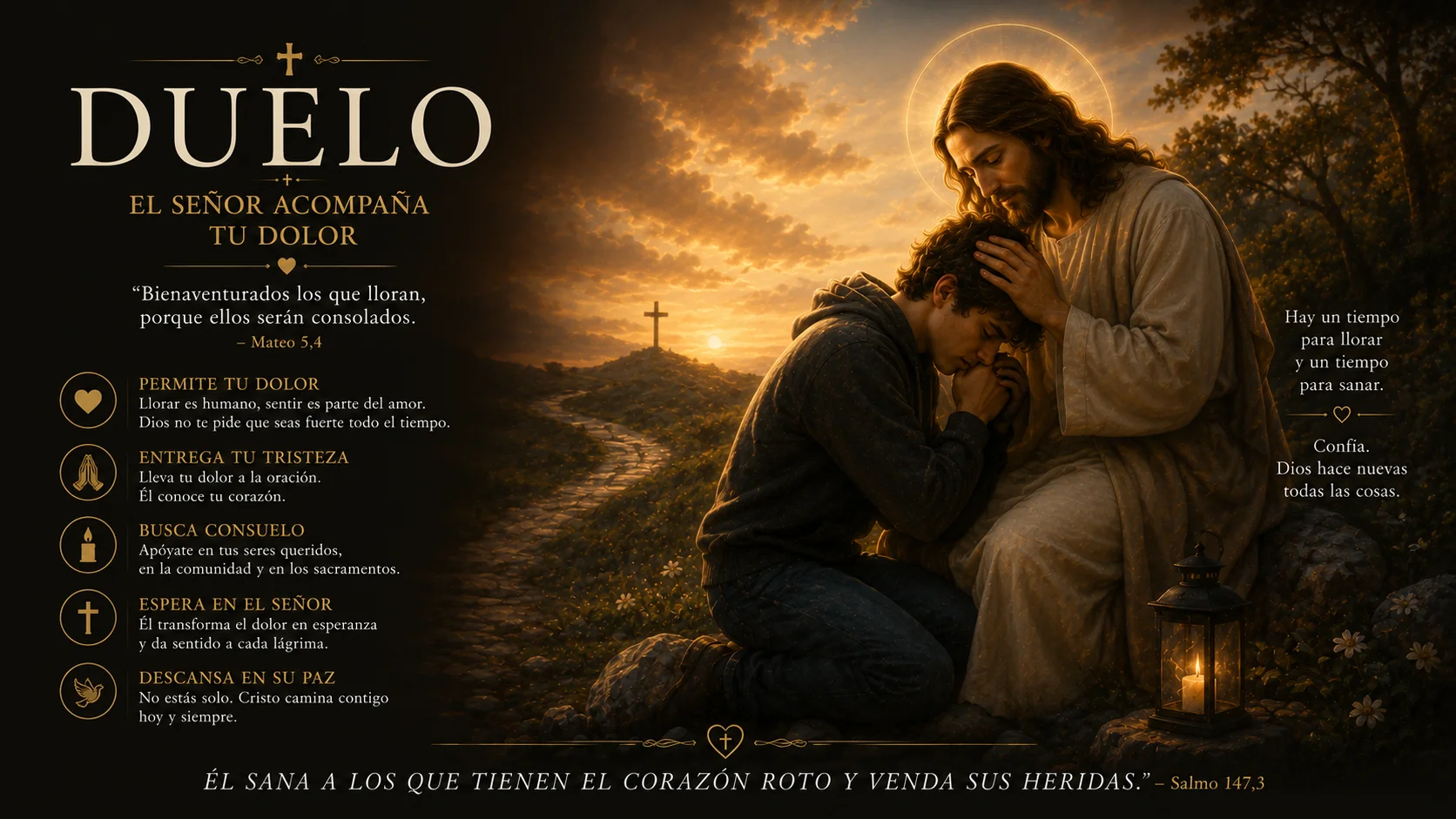 Para los que están en duelo · no es un hasta nunca · es un hasta luego · la fe cambia la muerte