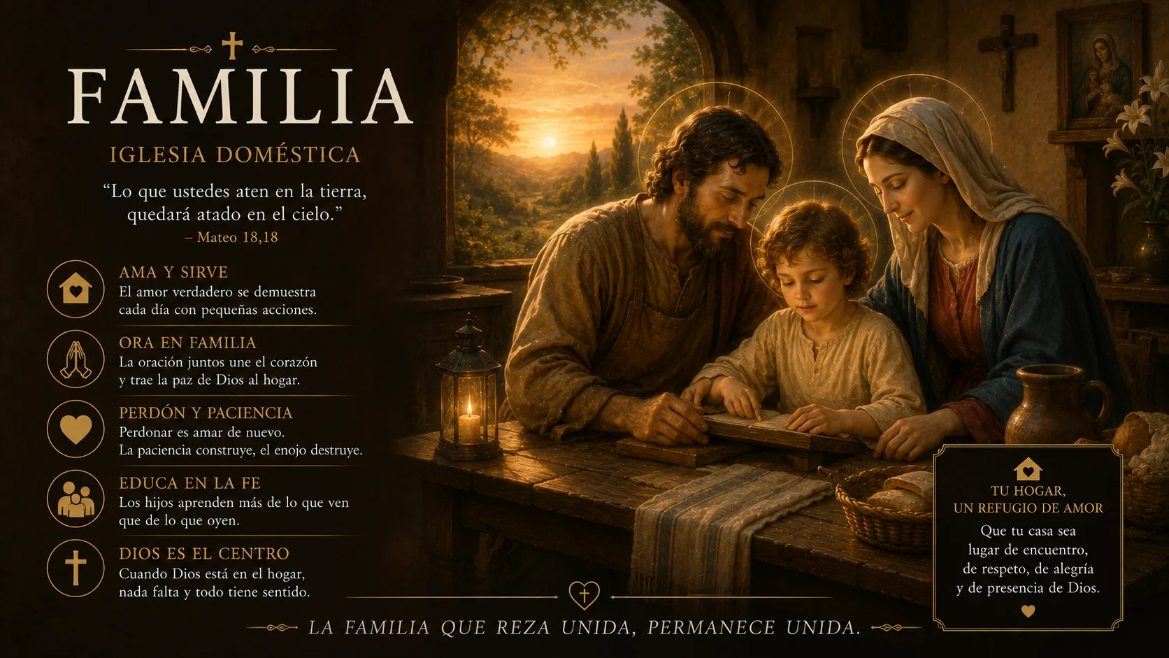 Vivir la fe en familia · el hogar es la primera iglesia · los padres los primeros catequistas