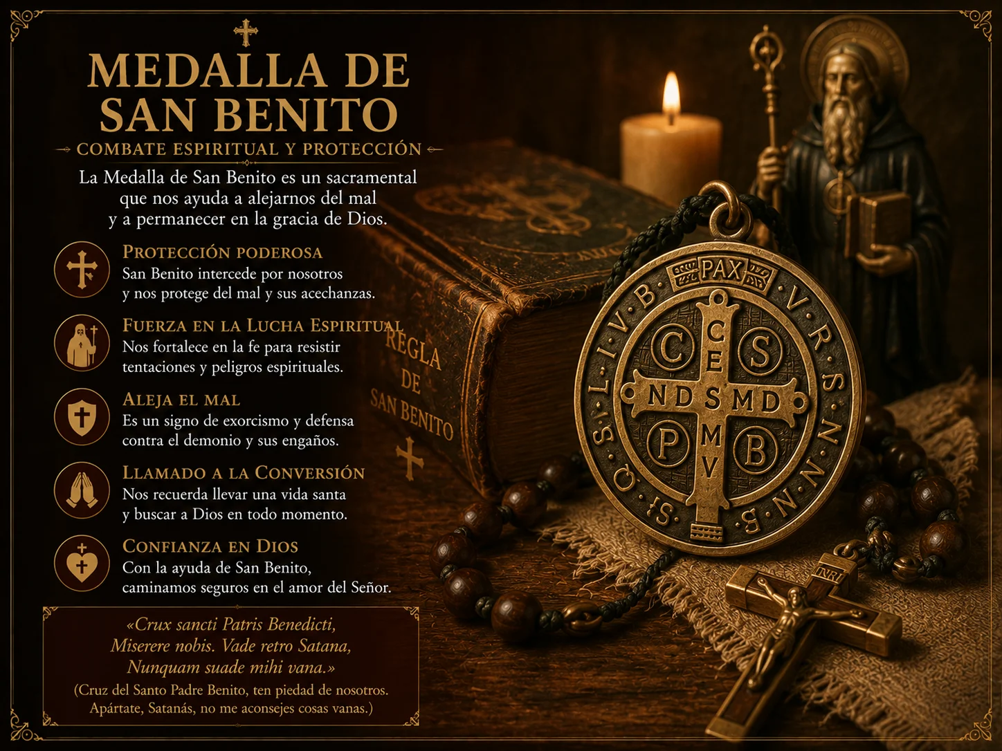 Medalla de San Benito · sacramental de protección · combate espiritual
