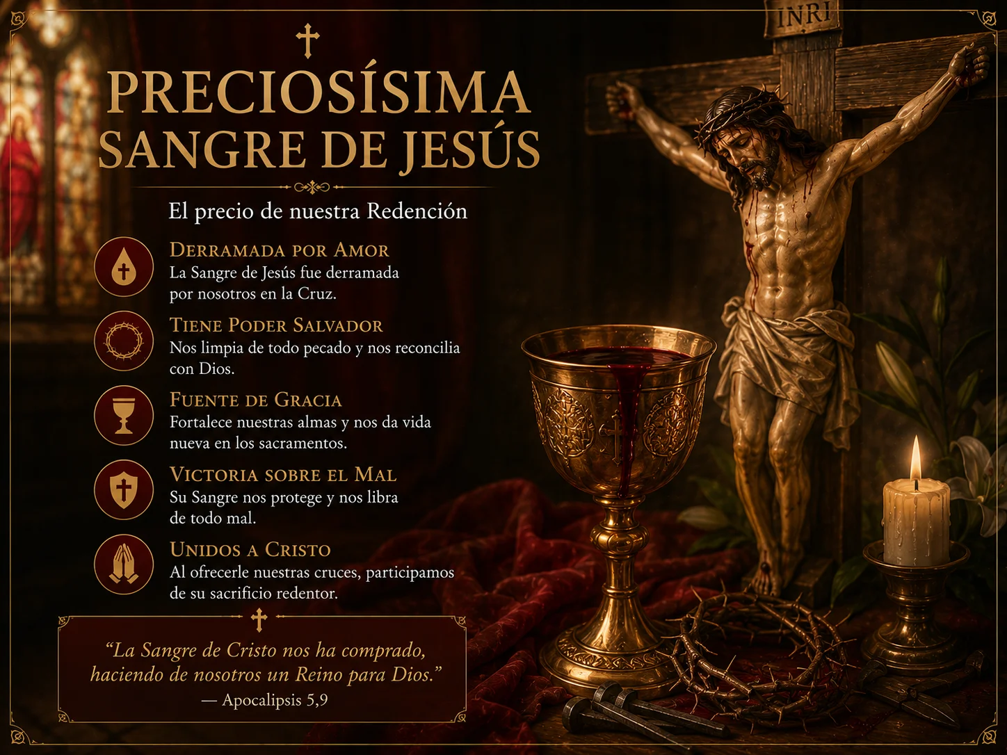 La Preciosísima Sangre de Jesucristo · Fuente de salvación · Mes de julio