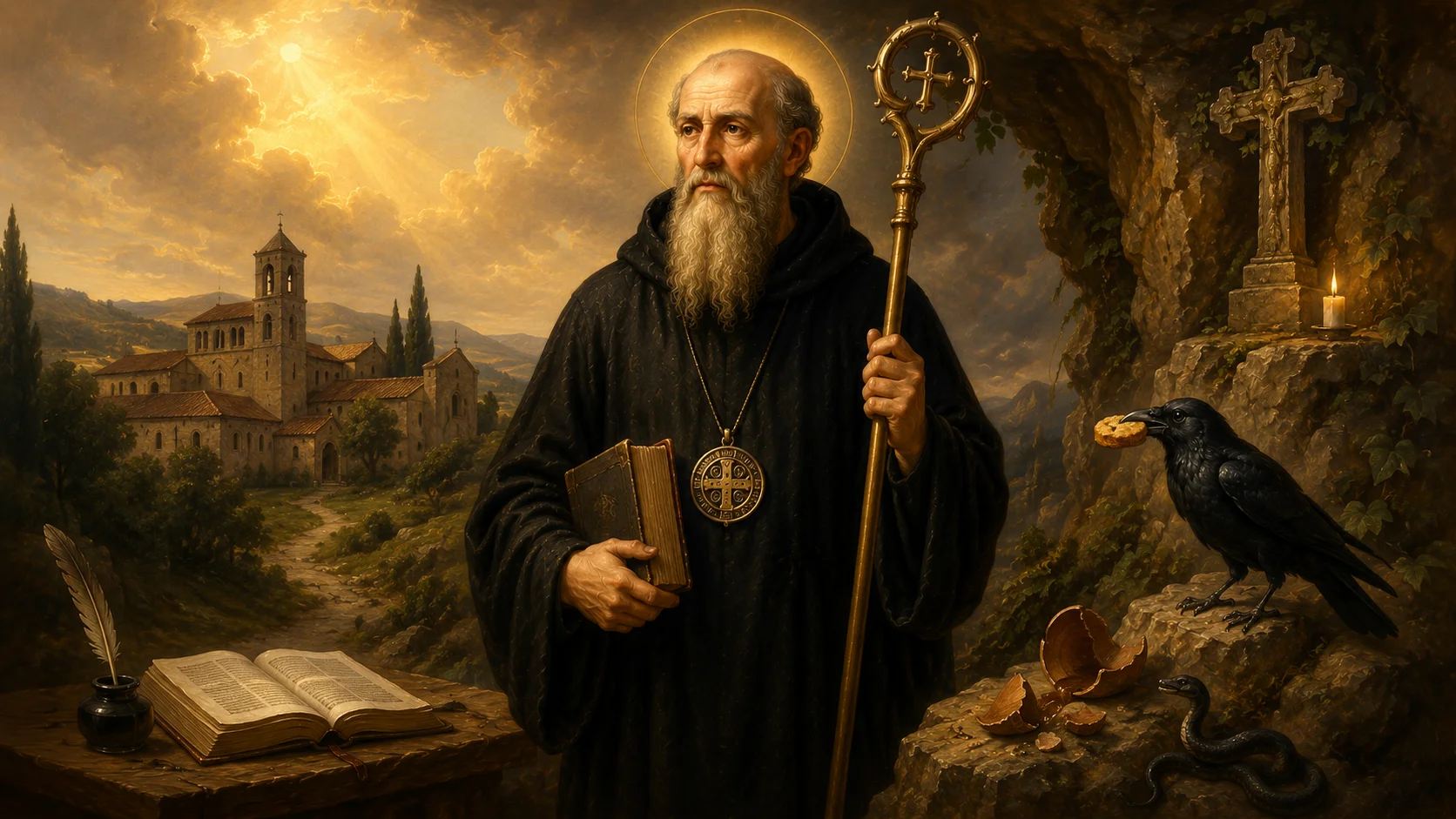 San Benito Abad · patriarca del monacato occidental · Ora et Labora