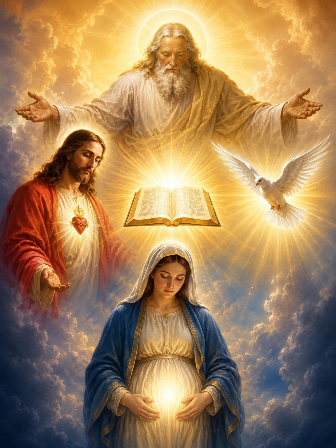 Oración a la Santísima Trinidad y a María, Templo Santo