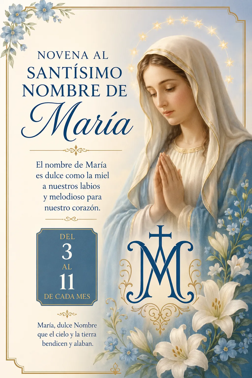 El Santísimo Nombre de María · la Virgen con el Niño y el monograma de su nombre