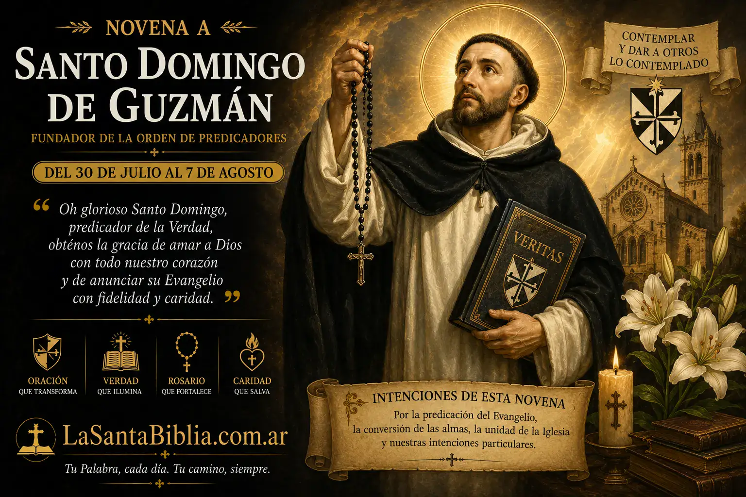 Novena a Santo Domingo de Guzmán · Fundador de la Orden de Predicadores · del 30 de julio al 7 de agosto